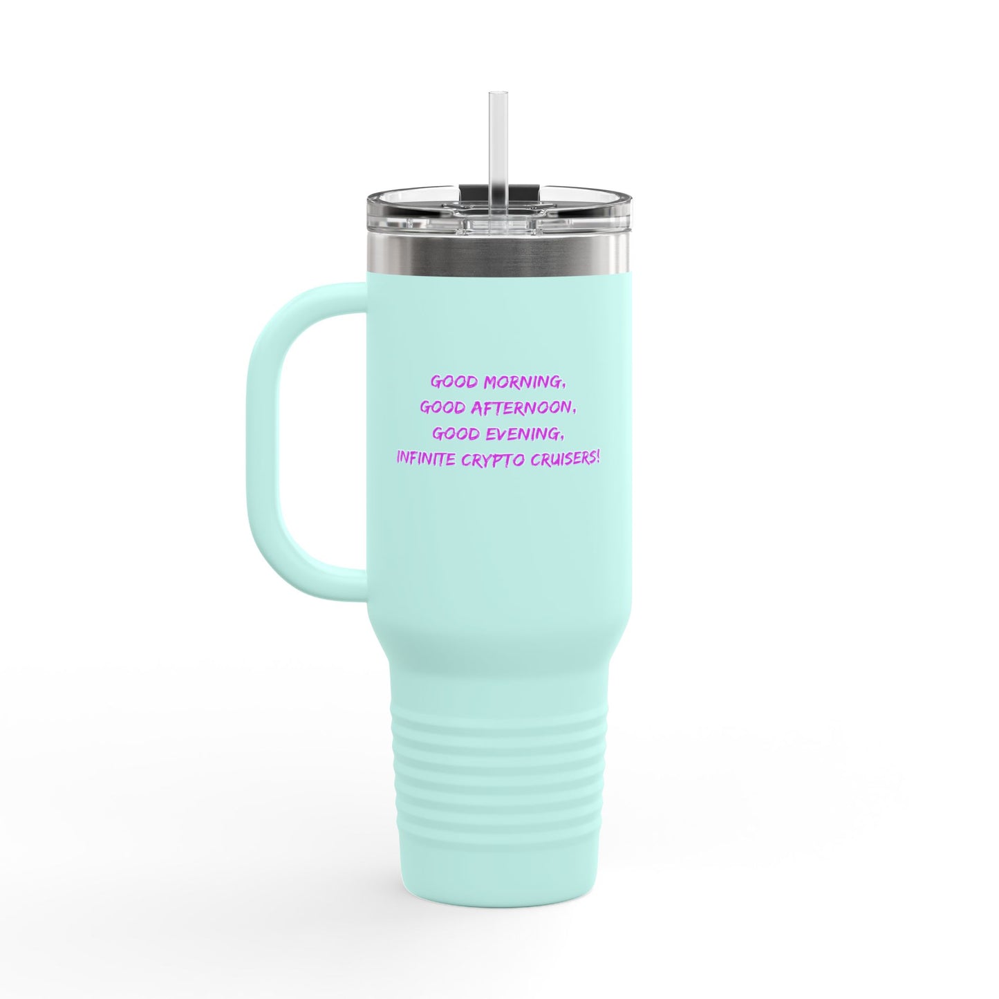 Insulated Travel Mug - 40oz Infinite Crypto Design for Adventure Lovers & Digital Nomads