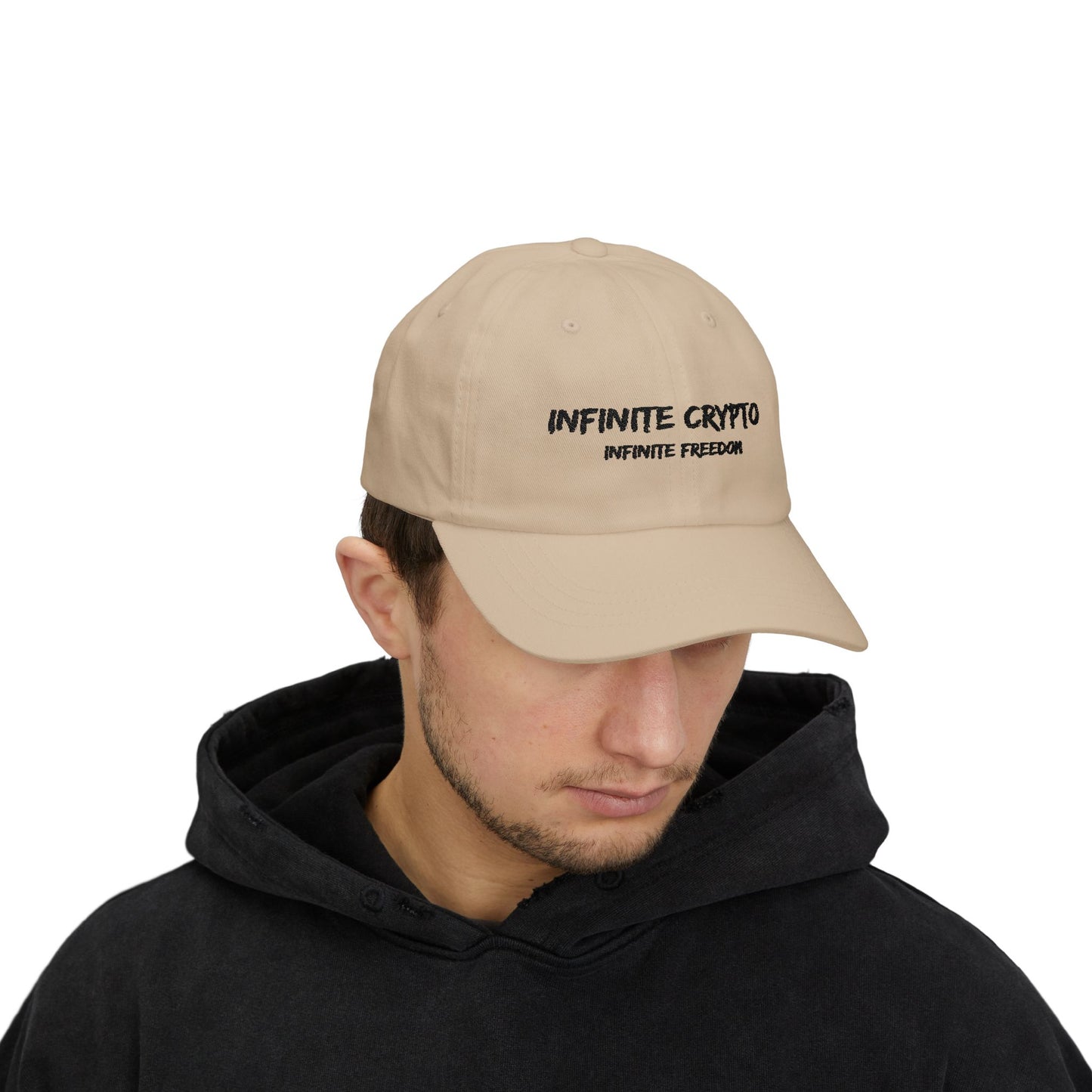 Infinite Crypto Dad Cap - White Adjustable Hat for Crypto Enthusiasts