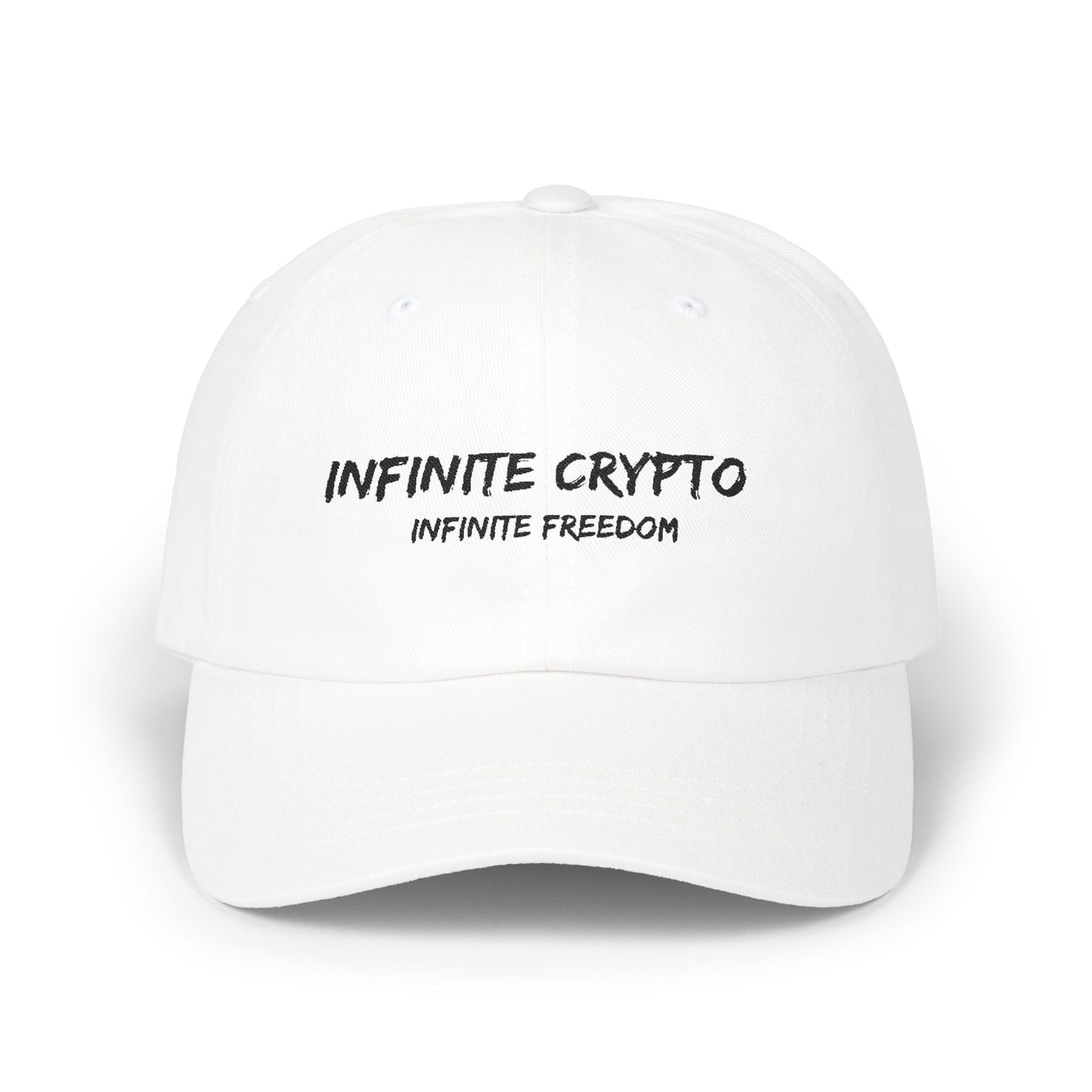 Infinite Crypto Dad Cap - White Adjustable Hat for Crypto Enthusiasts