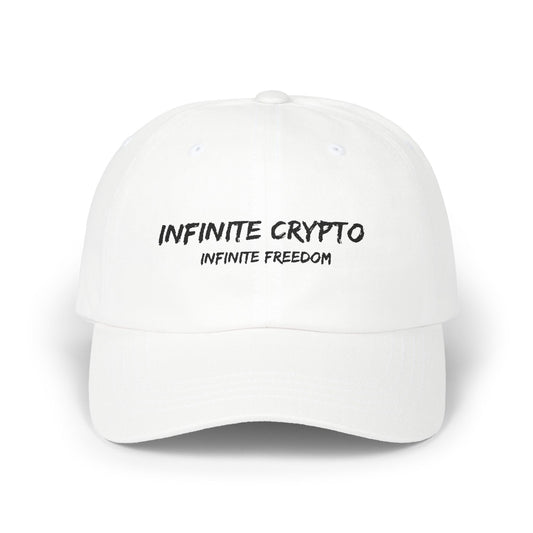 Infinite Crypto Dad Cap - White Adjustable Hat for Crypto Enthusiasts