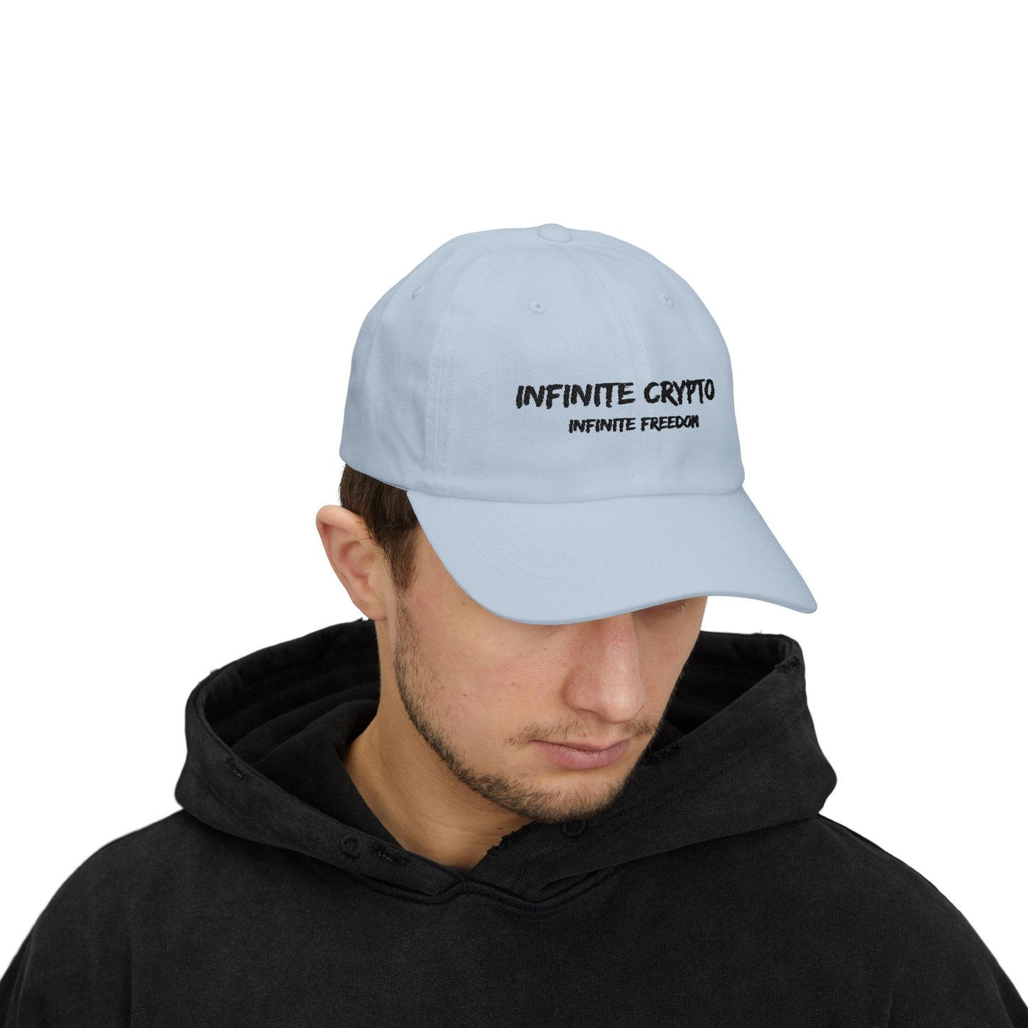 Infinite Crypto Dad Cap - White Adjustable Hat for Crypto Enthusiasts