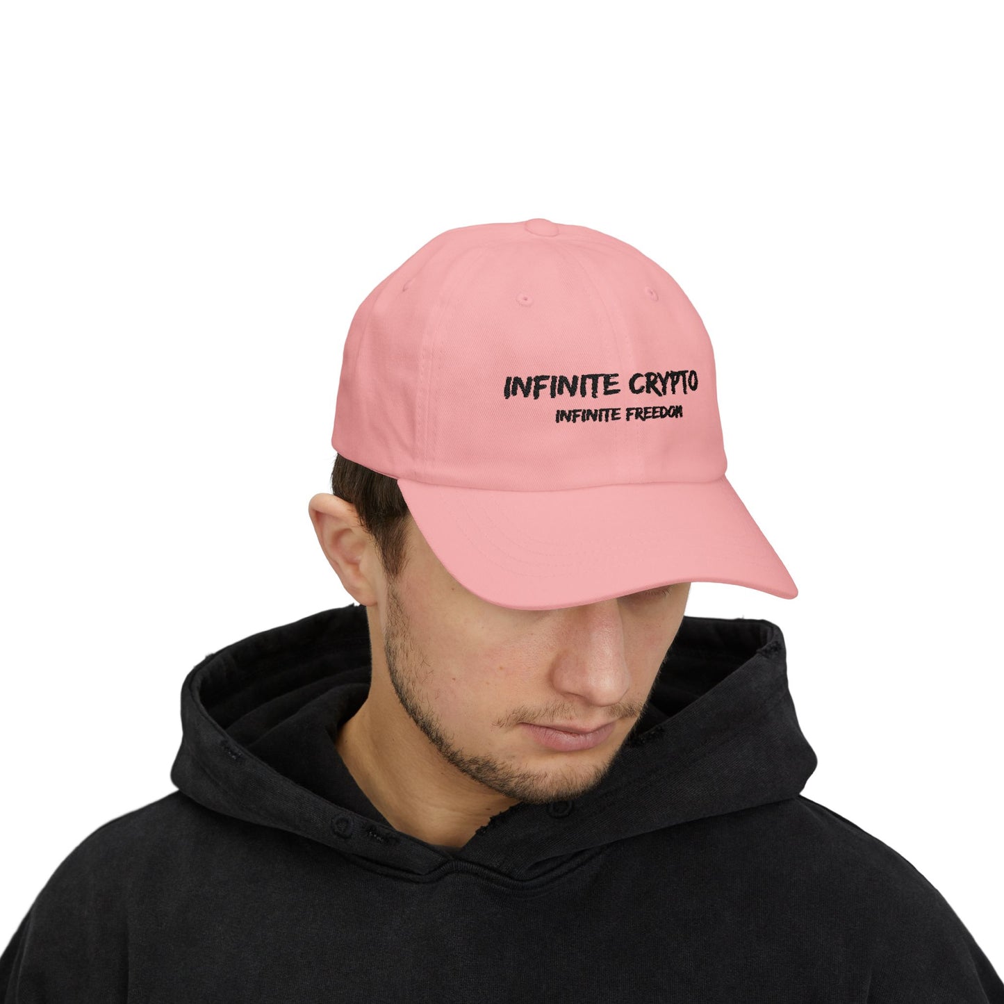 Infinite Crypto Dad Cap - White Adjustable Hat for Crypto Enthusiasts